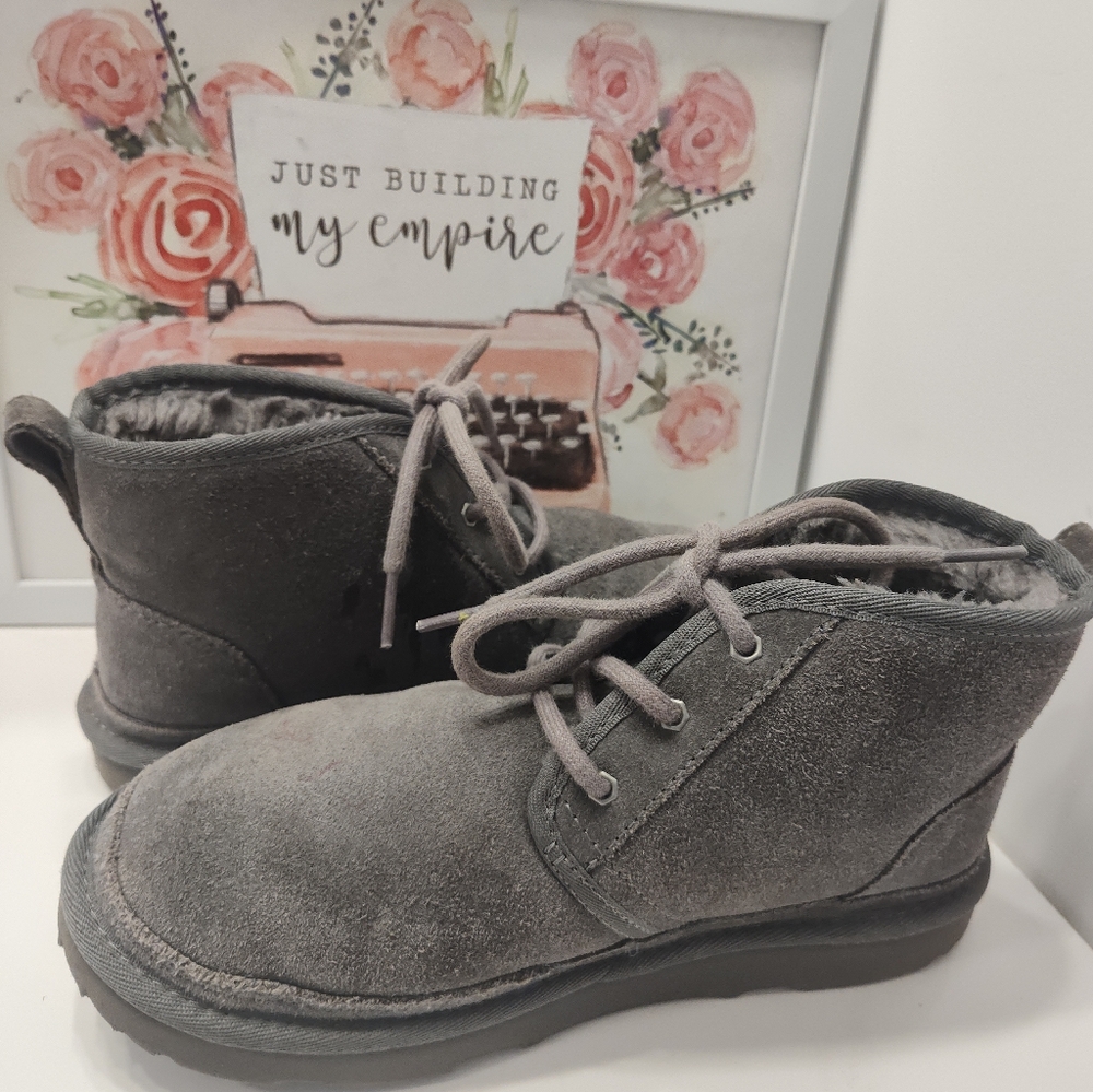 GUC UGG Australia Neumel Suede Leather Chukka Lace Up Ankle Boots, Grey, 7 - Picture 9 of 16